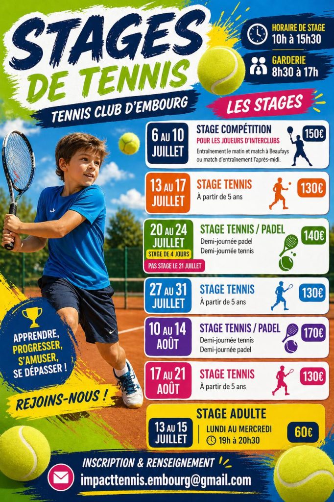Stages de tennis à Embourg